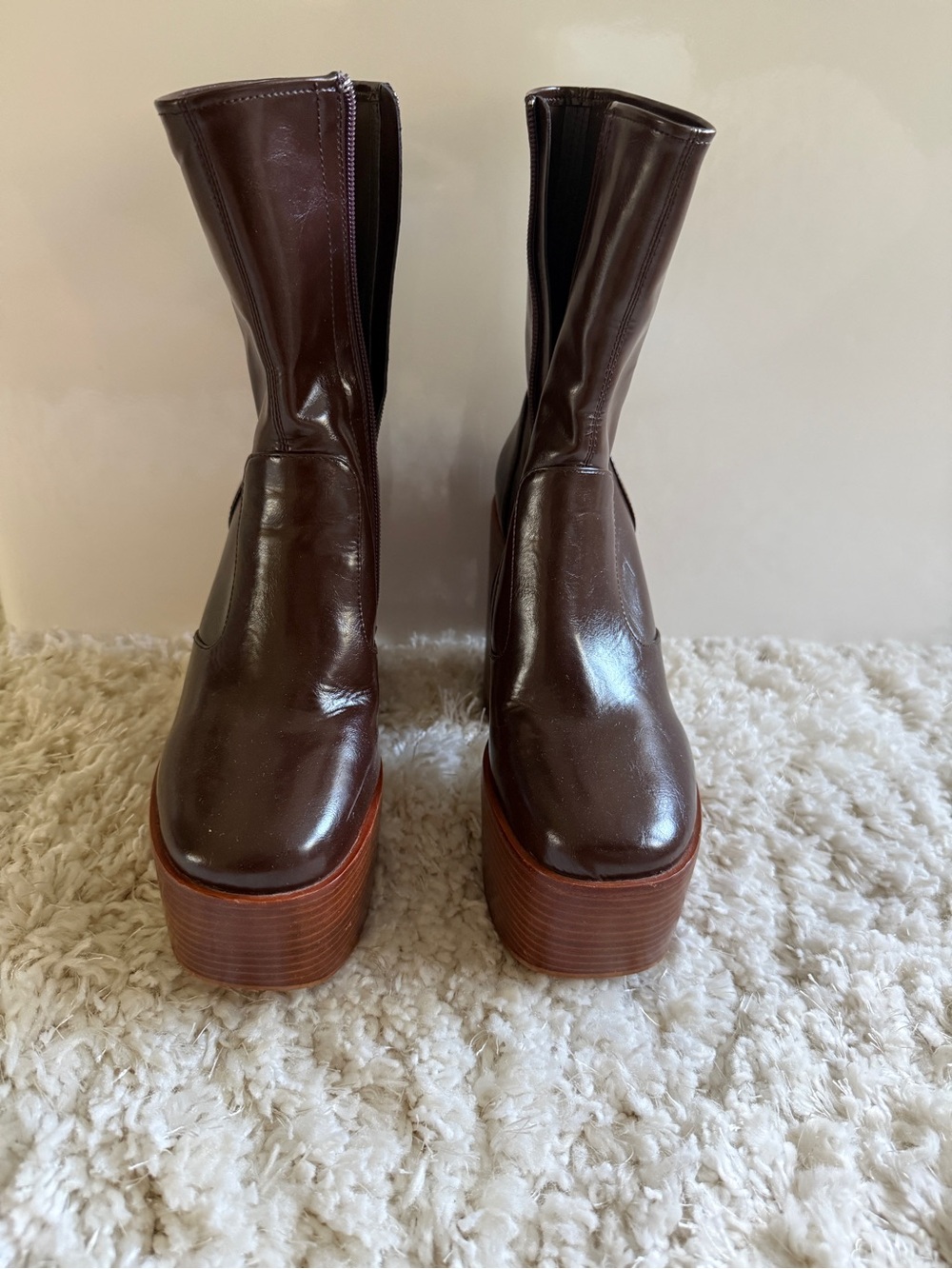 Jeffrey Campbell Dark Brown Platform Mid-Calf Boots